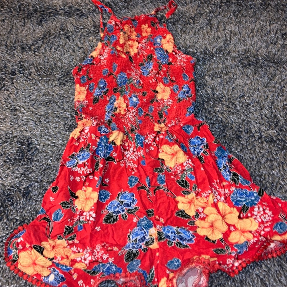 Red Floral Romper